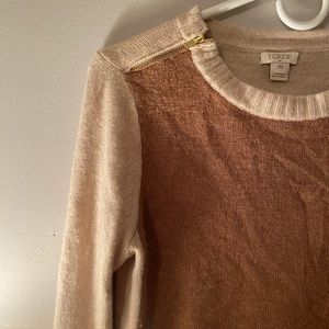 J.CREW wool blend sweater with gold zip detail
